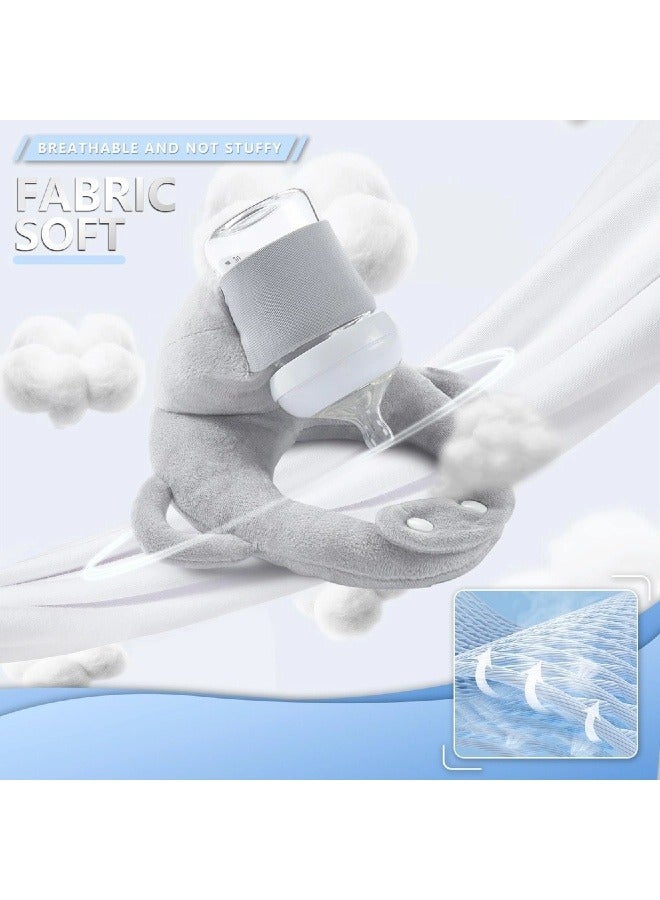 الدليبن وسادة رضاعة للأطفال، وسادة دعم ذاتية التغذية لإرضاع الطفل دون استخدام اليدين، وسادة رضاعة قابلة للتعديل، وسادة راحة للذراع والمعصم للعناية بالطفل، بدون زجاجة (رمادي) - Image 5