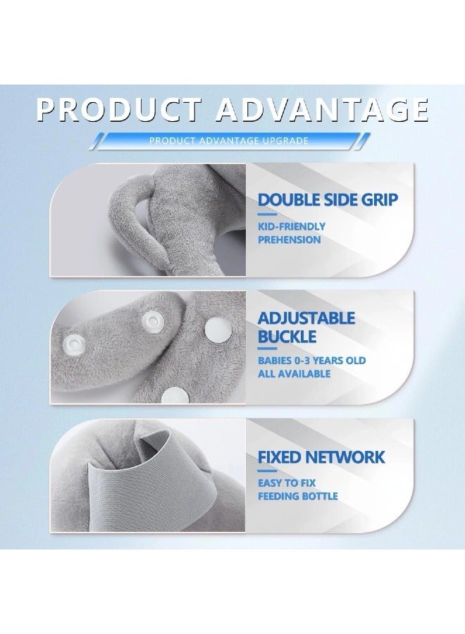 الدليبن وسادة رضاعة للأطفال، وسادة دعم ذاتية التغذية لإرضاع الطفل دون استخدام اليدين، وسادة رضاعة قابلة للتعديل، وسادة راحة للذراع والمعصم للعناية بالطفل، بدون زجاجة (رمادي) - Image 3