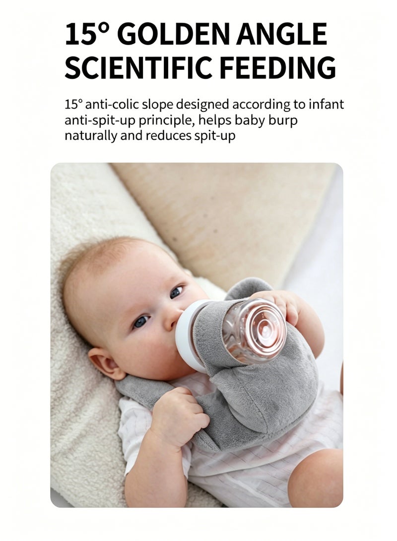 oldlaiben Baby Bottle Holder Pillow, Nursing Pillow Baby Self-Feeding Bottle Holder Pillow Hands Free Feeding Bottle Support Pillow Cushion Baby Feeding Pad, Arm And Wrist Relief Pillow, No Bottle Included (Grey) - Image 4