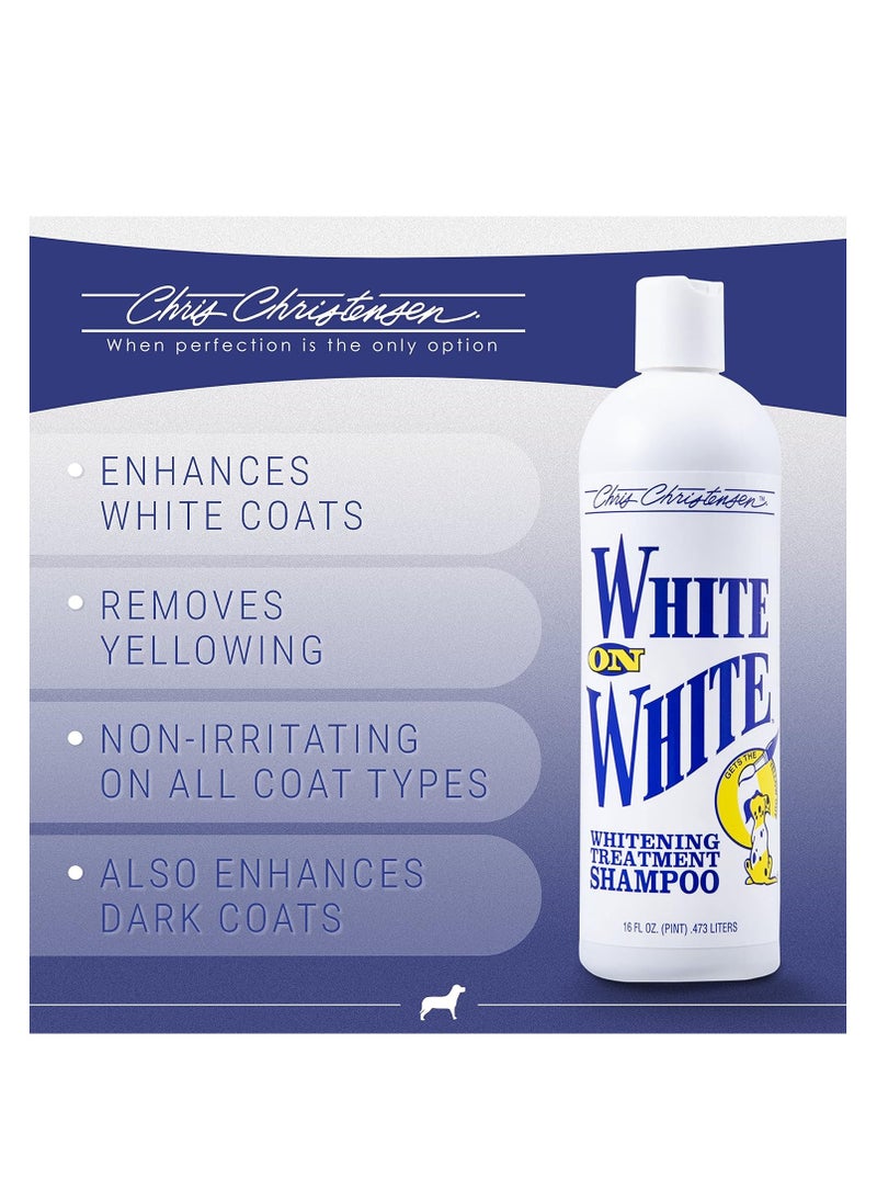Chris Christensen - Chris Christensen White on White Whitening Treatment Dog Shampoo, Groom Like a Professional, Brightens White, Safely Removes Yellow & Other Stains, All Coat Types, Made in USA, 16 oz. - Image 1