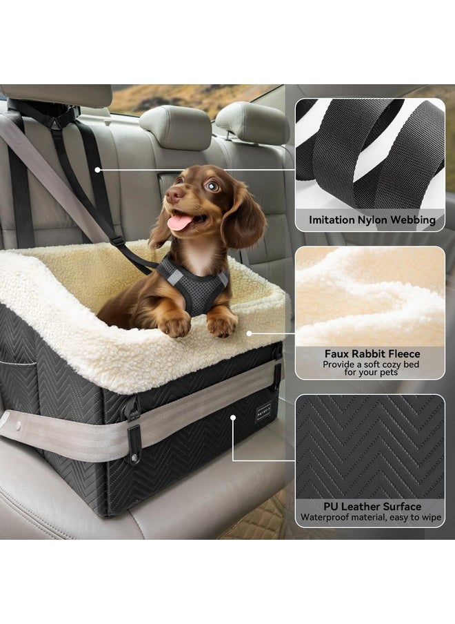 Petsfit PETSFIT Small Dog Car Seat, Waterproof PU Leather Dog Booster Car Seat with Patented Safe Buckles, Detachable Dog Seat Belt for Car, Dog Car Seat Medium Sized Dog up to 30 lbs (Black)  - Image 2