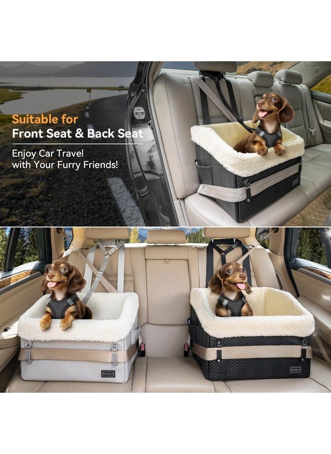 Petsfit PETSFIT Small Dog Car Seat, Waterproof PU Leather Dog Booster Car Seat with Patented Safe Buckles, Detachable Dog Seat Belt for Car, Dog Car Seat Medium Sized Dog up to 30 lbs (Black)  - Image 1