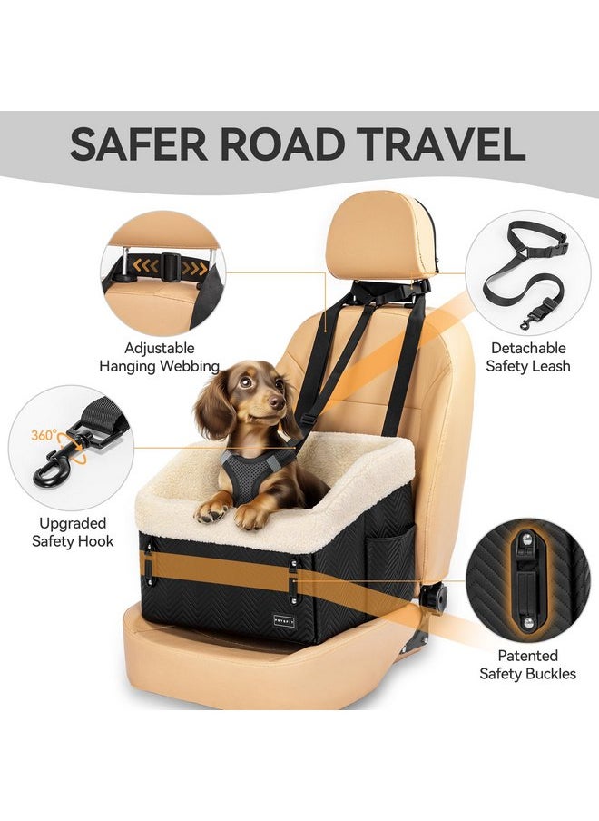 Petsfit PETSFIT Small Dog Car Seat, Waterproof PU Leather Dog Booster Car Seat with Patented Safe Buckles, Detachable Dog Seat Belt for Car, Dog Car Seat Medium Sized Dog up to 30 lbs (Black)  - Image 3