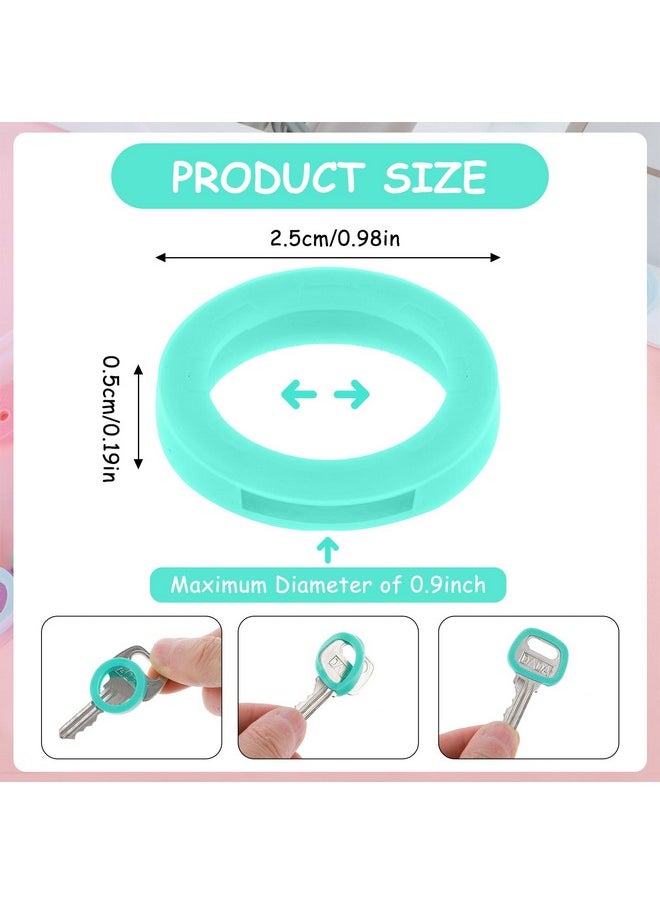 Prasacco Prasacco 40 Pieces Key Covers Caps, Plastic Key Caps Covers Tags Set Key Identifier Coding Rings Colorful Key Coding Rings Key Toppers Key Head Protectors for Standard Flat Organization House Key  - Image 3