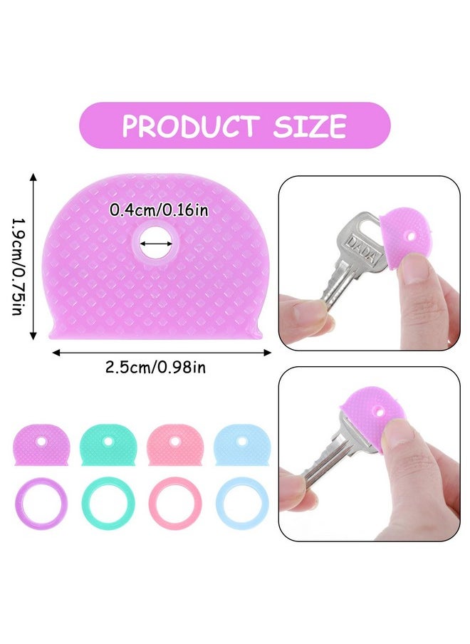 Prasacco Prasacco 40 Pieces Key Covers Caps, Plastic Key Caps Covers Tags Set Key Identifier Coding Rings Colorful Key Coding Rings Key Toppers Key Head Protectors for Standard Flat Organization House Key  - Image 2