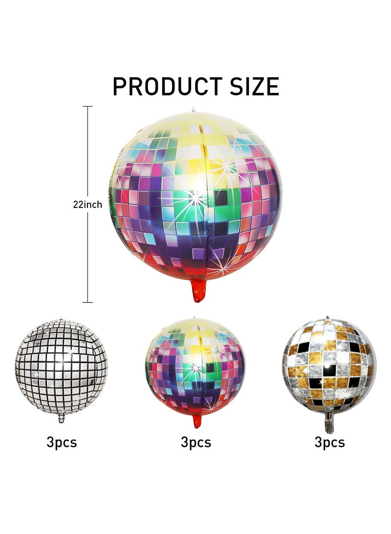 Disco Ball Balloons with 9 PCS 22 Inches Disco Party Decorations for Party Decorations, Disco Balloons Decorations Party,70s 80s Disco Theme Party Birthday Party Wedding Decoration - Image 2