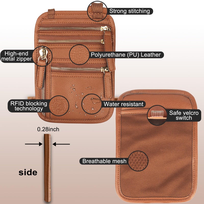 Sizobi Neck Wallet for Traveling Women Men, RFID Blocking Leather Passport Holder Travel Pouch, Family Travel Document Organizer Passport Wallets,International Travel Must Haves Travel Accessories - Image 4