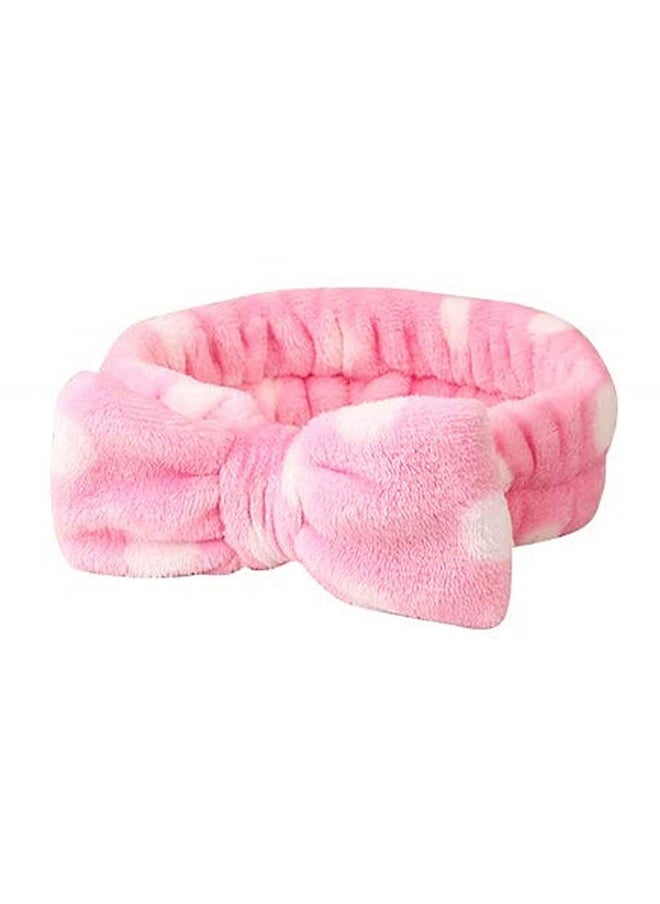 FOK Makeup Facial Yoga Purpose Elastic Velvet Strip Headband For Women, Pack Of 1 - White Baby Pink  - Image 1