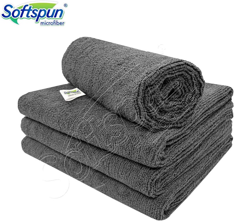 SOFTSPUN Microfiber Cloth - 4 pcs - 40x40 cms - 340 GSM Grey! Thick Lint & Streak-Free Multipurpose Cloths - Automotive Microfibre Towels for Car Bike Cleaning Polishing Washing & Detailing.… - Image 2