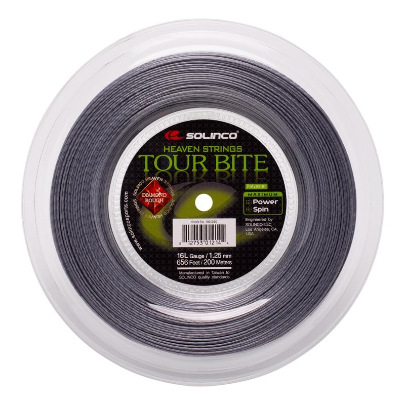 Solinco Tour Bite Diamond Rough Tennis String Reel 656 ft 200 m Textured CoPolyester for Extreme Spin Power Control 16L - Image 2