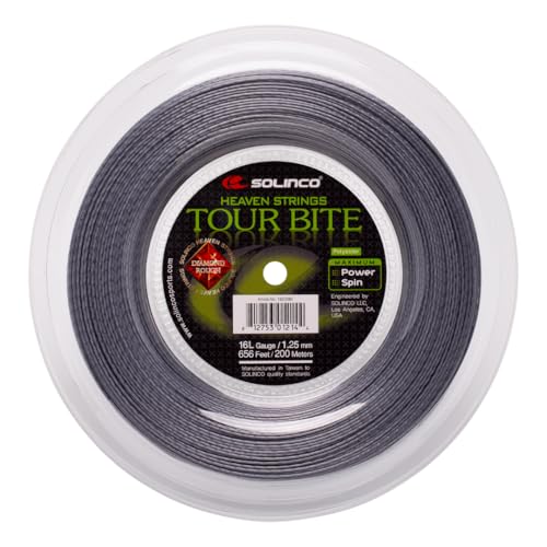 Solinco Tour Bite Diamond Rough Tennis String Reel 656 ft 200 m Textured CoPolyester for Extreme Spin Power Control 16L - Image 1