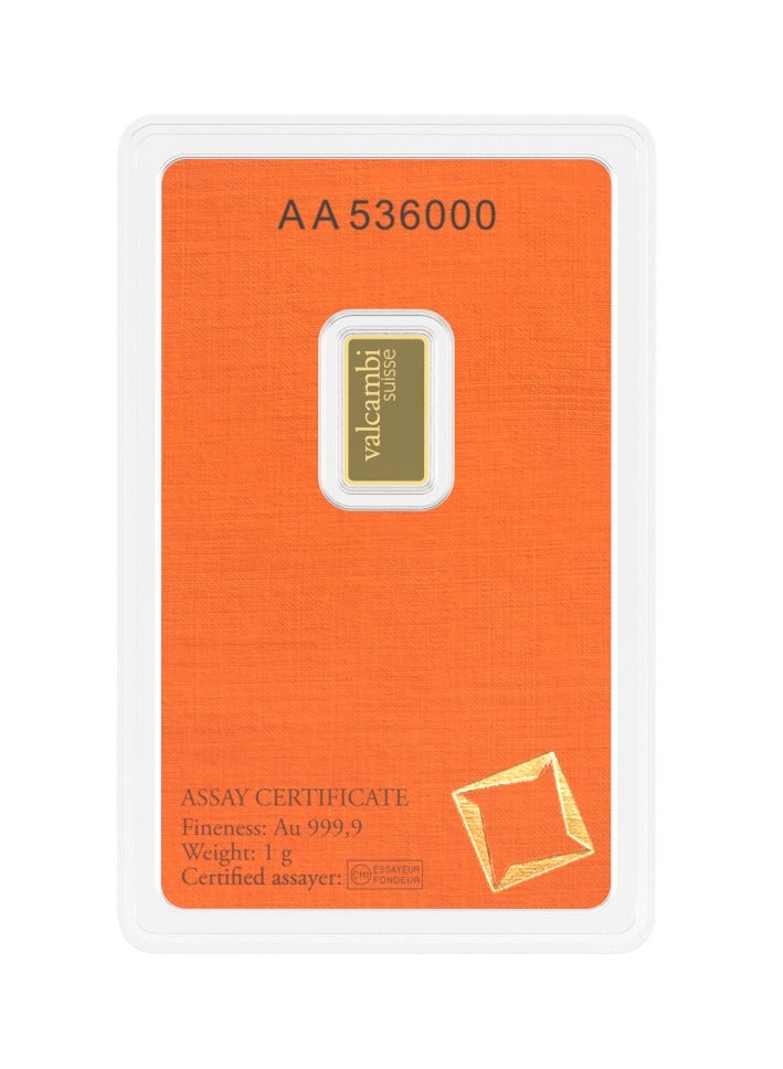 valcambi CKS Valcambi Suisse 1g Pure 999.9 Fine Gold Bar 24KT - 1 Gram  - Image 2