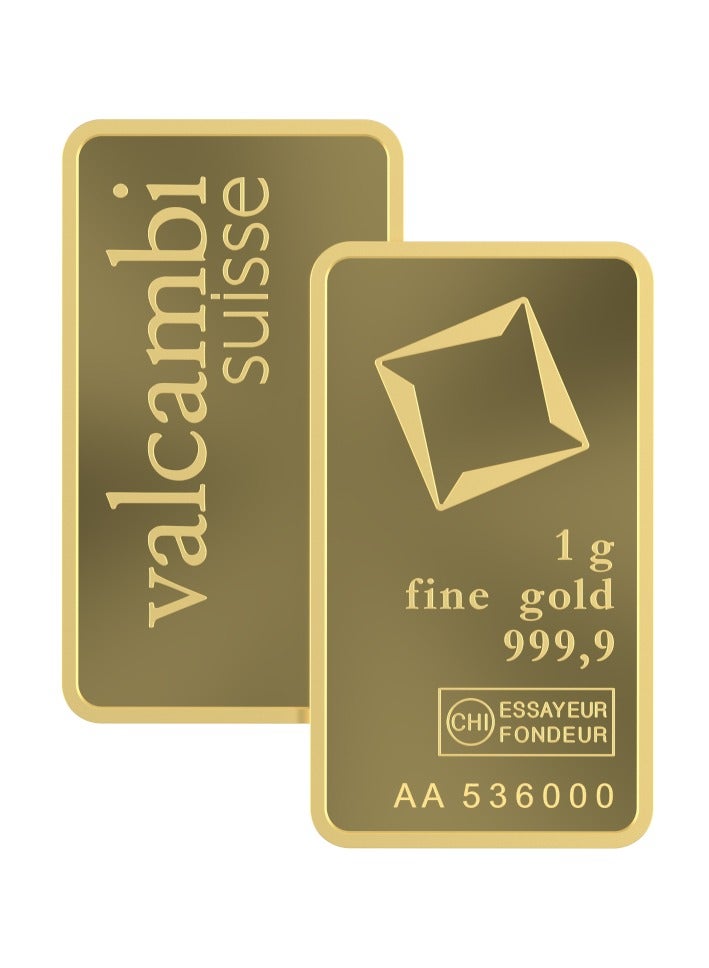 valcambi CKS Valcambi Suisse 1g Pure 999.9 Fine Gold Bar 24KT - 1 Gram  - Image 3