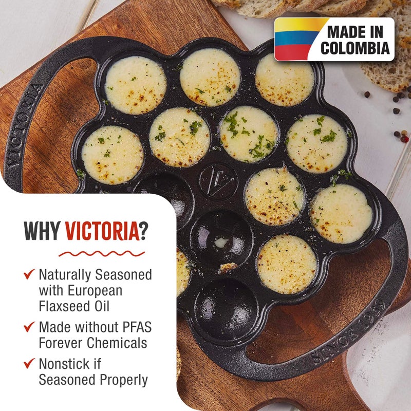 Victoria Victoria Dutch Mini Pancake Balls Maker. Cast Iron Griddle Perfect for making Takoyaki, Poffertjes Pancake Balls, and Thai Kanom Krok or other desserts.  - Image 2