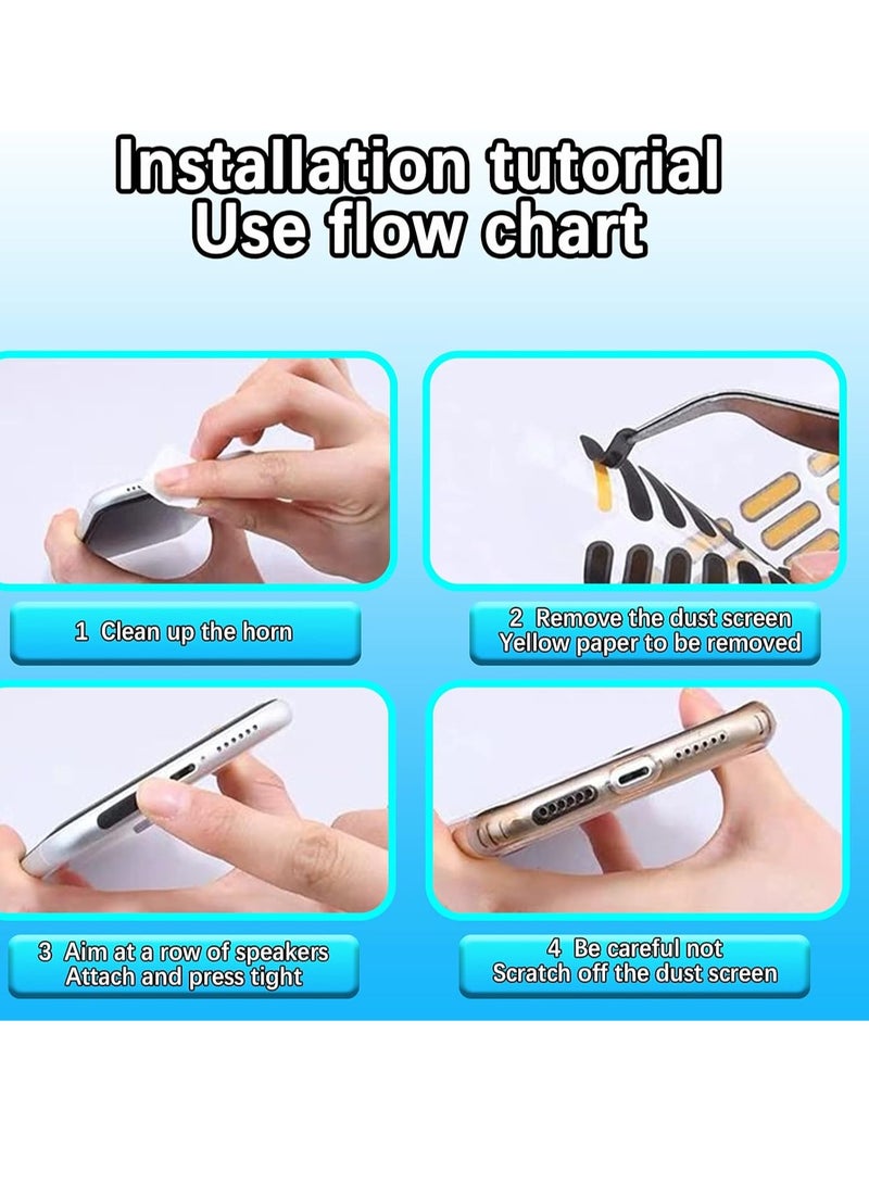 Mobile Phone Speaker Dustproof Mesh Stickers with Adhesive Protection, Anti-Dust Net Accessories, Includes Cleaning Brush and Tweezers  - Image 4