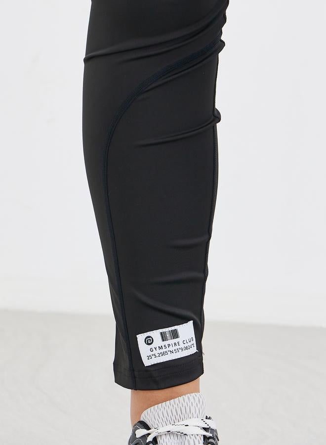 Styli Gymspire Edition - Calf Reflective Striped Pocket Detail Leggings - Image 3