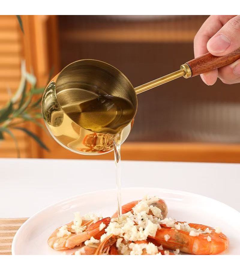 Golden Stainless Steel Saucepan 300ml Oil Splash Pan Food Pan Cheese Pot Butter Melting Kitchen Cookware Baking Utensils Induction Cookware Dishwasher Safe - Image 5
