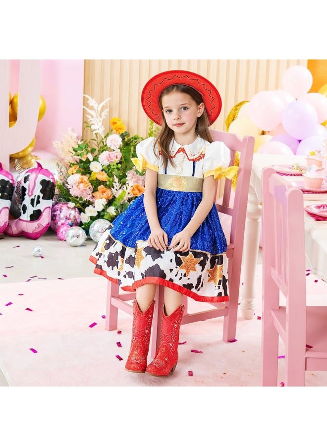 LAURMOSA Girls Cowboy Boots Cowgirl Western Boot for Kids Rhinestone Sparkly Toddler Dress Boots Ponited Toe Mid Calf Birthday Party for Little Big Kid, Red, 2 Big Kid - Image 3