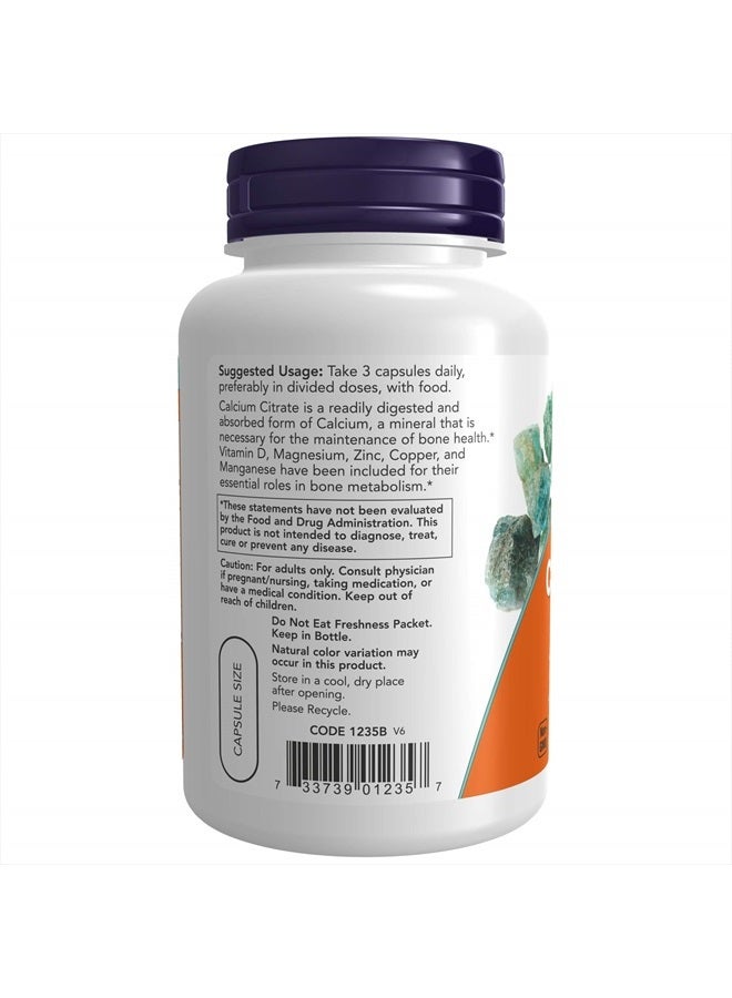 now Supplements, Calcium Citrate with Vitamin D, Magnesium, Zinc, Copper, and Manganese, 120 Veg Capsules - Image 3