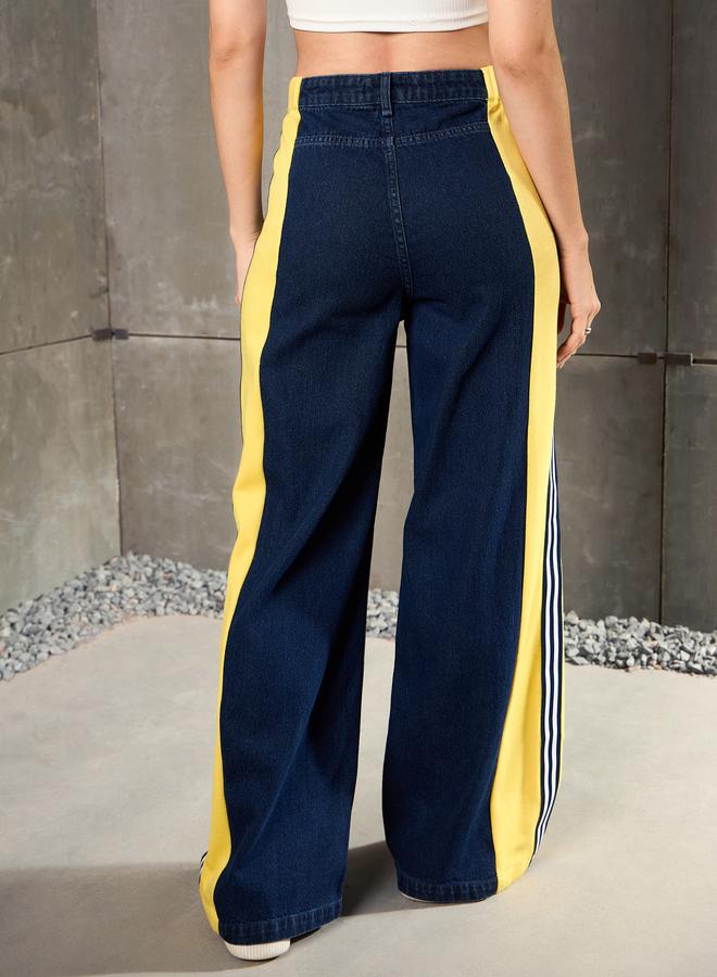 ساسافراس جينز واسع بساق واسعة وشريط جانبي أزرق مغسول من ساسافراس - Image 5