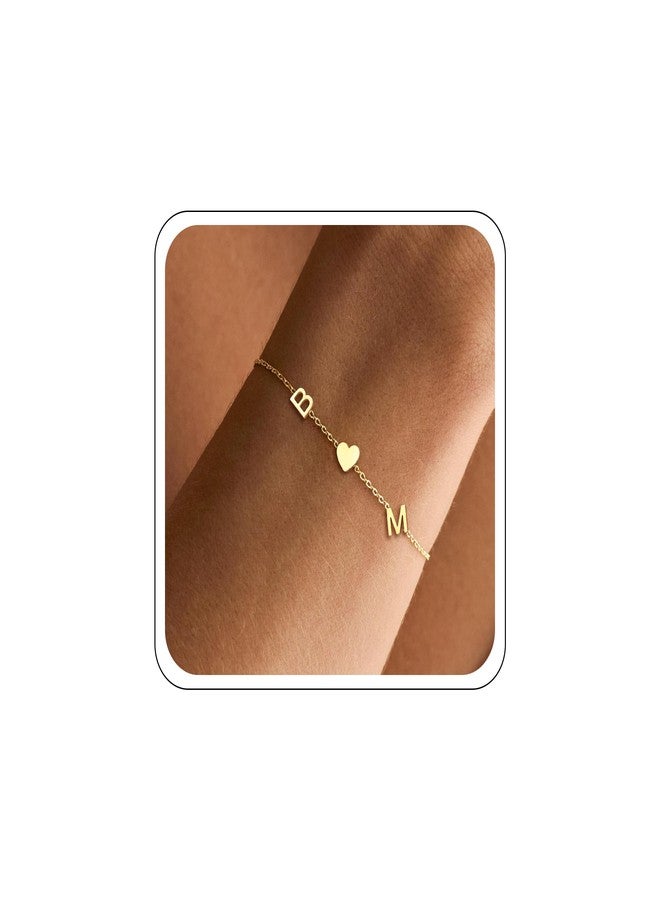 Btysun Christmas Stocking Stuffers for Women - Initial Bracelets for Women Danity Gold Bracelet Mother of The Bride Gifts Letter B&M Link Bracelets Retirement Anniversary Christmas Jewelry for Wife Grandma - Image 1