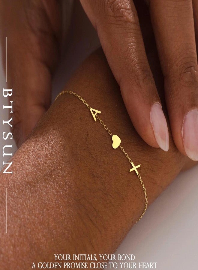 Btysun Christmas Stocking Stuffers for Women - Initial Bracelets for Women Danity Gold Bracelet Mother of The Bride Gifts Letter B&M Link Bracelets Retirement Anniversary Christmas Jewelry for Wife Grandma - Image 3