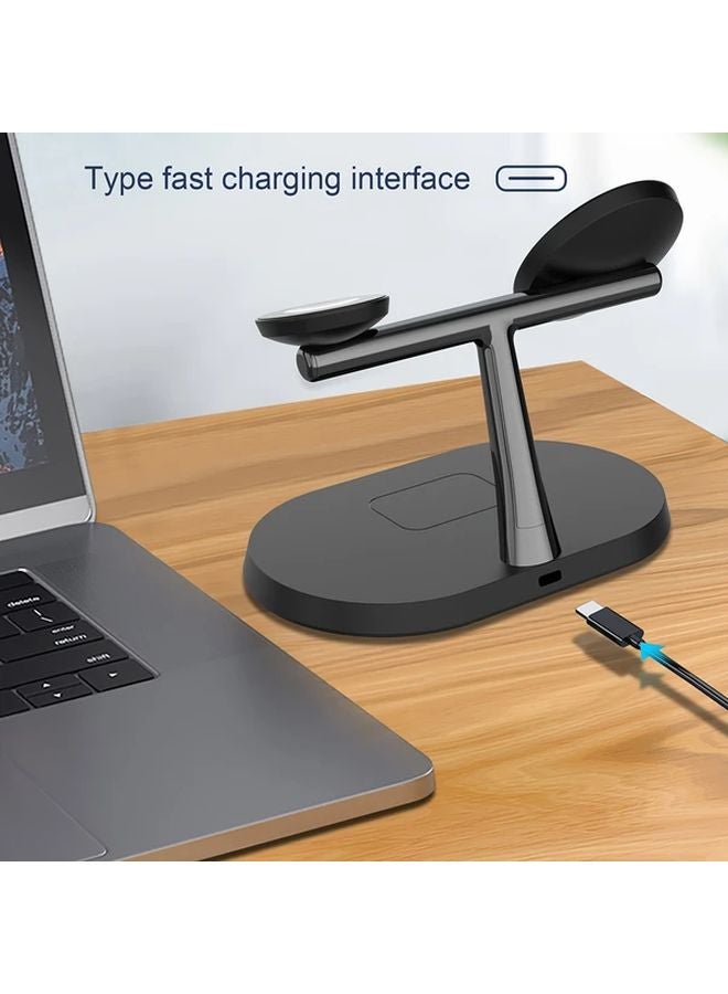 شاحن لاسلكي مغناطيسي 3 في 1 أسود حامل لـ iPhone 16 15 14 13 12 و AirPods - Image 5