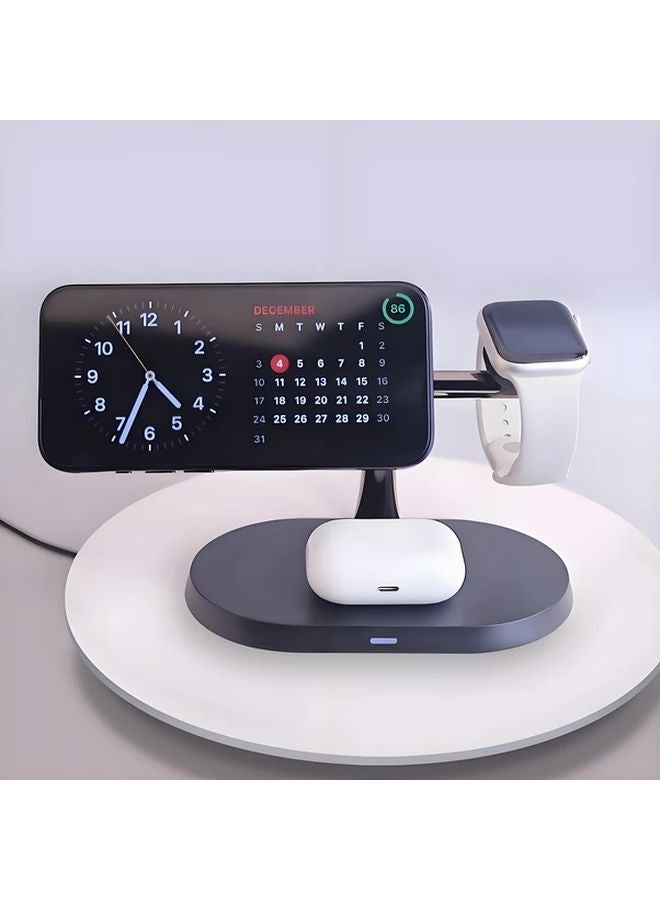 شاحن لاسلكي مغناطيسي 3 في 1 أسود حامل لـ iPhone 16 15 14 13 12 و AirPods - Image 1