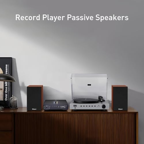 Elimavi Passive Bookshelf Speakers, 2-Way Design with 4" Woofer & 1" Silk Horn Tweeter, 60Hz Bass, Ideal for Home, Office & Theater, Brown (Requires Amplifier or Receiver to Operate) - Image 5