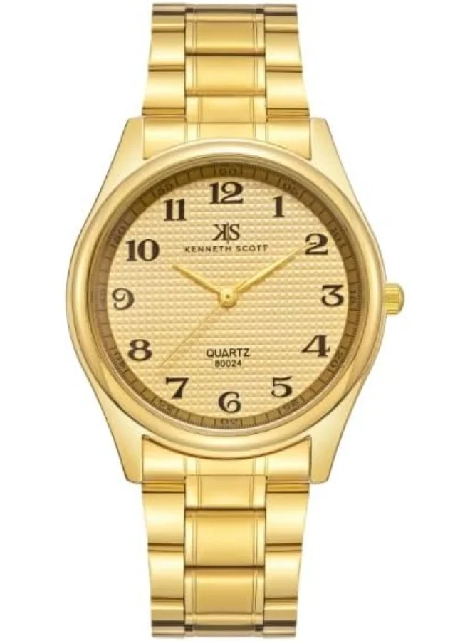 KENNETH SCOTT Kenneth Scott Men's Watch, Analog Display and Steel Strap - K23052-GBGC, Gold