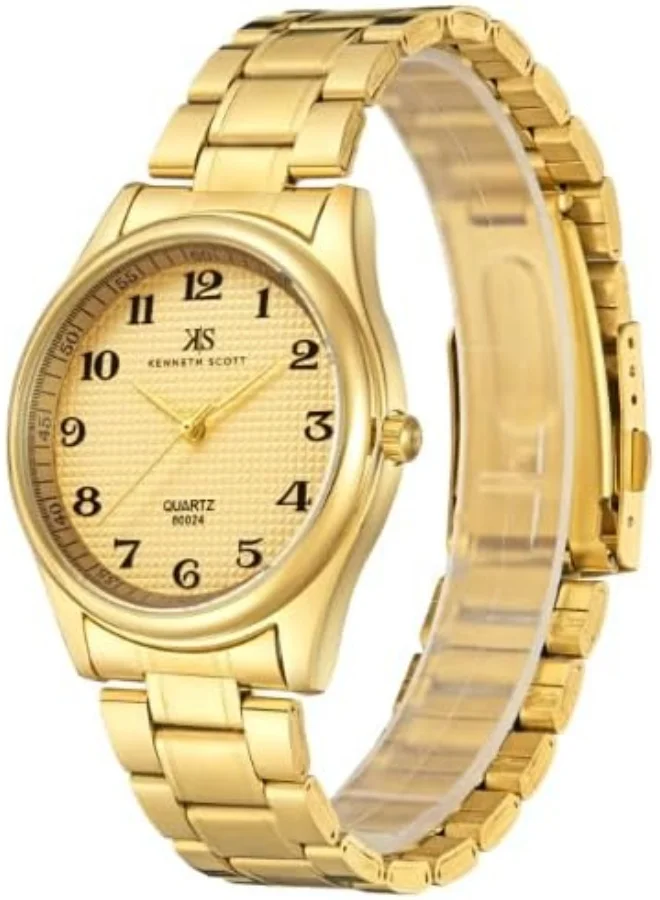 KENNETH SCOTT Kenneth Scott Men's Watch, Analog Display and Steel Strap - K23052-GBGC, Gold