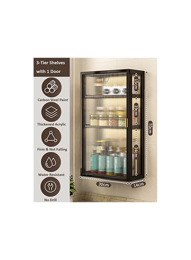 U-HOOME Wall Mounted Bathroom Storage Cabinet Shelf,Large Cosmetic Makeup Organizer Display,Toilet Shower Shampoo Kitchen Storage Organizer for Bedroom,Bathroom (3 Tier-30cm single door) - Image 3