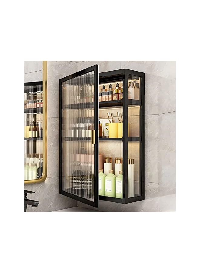 U-HOOME Wall Mounted Bathroom Storage Cabinet Shelf,Large Cosmetic Makeup Organizer Display,Toilet Shower Shampoo Kitchen Storage Organizer for Bedroom,Bathroom (3 Tier-30cm single door) - Image 2