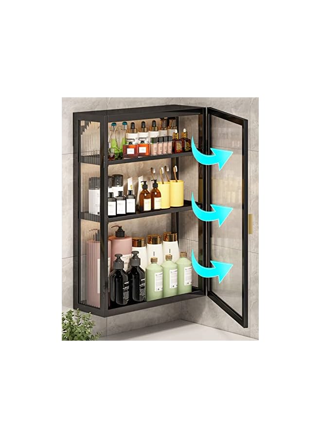 U-HOOME Wall Mounted Bathroom Storage Cabinet Shelf,Large Cosmetic Makeup Organizer Display,Toilet Shower Shampoo Kitchen Storage Organizer for Bedroom,Bathroom (3 Tier-30cm single door) - Image 5