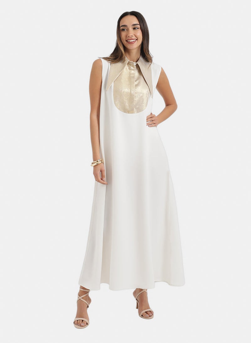 Carina Contrast-Collar Maxi Dress - Image 1
