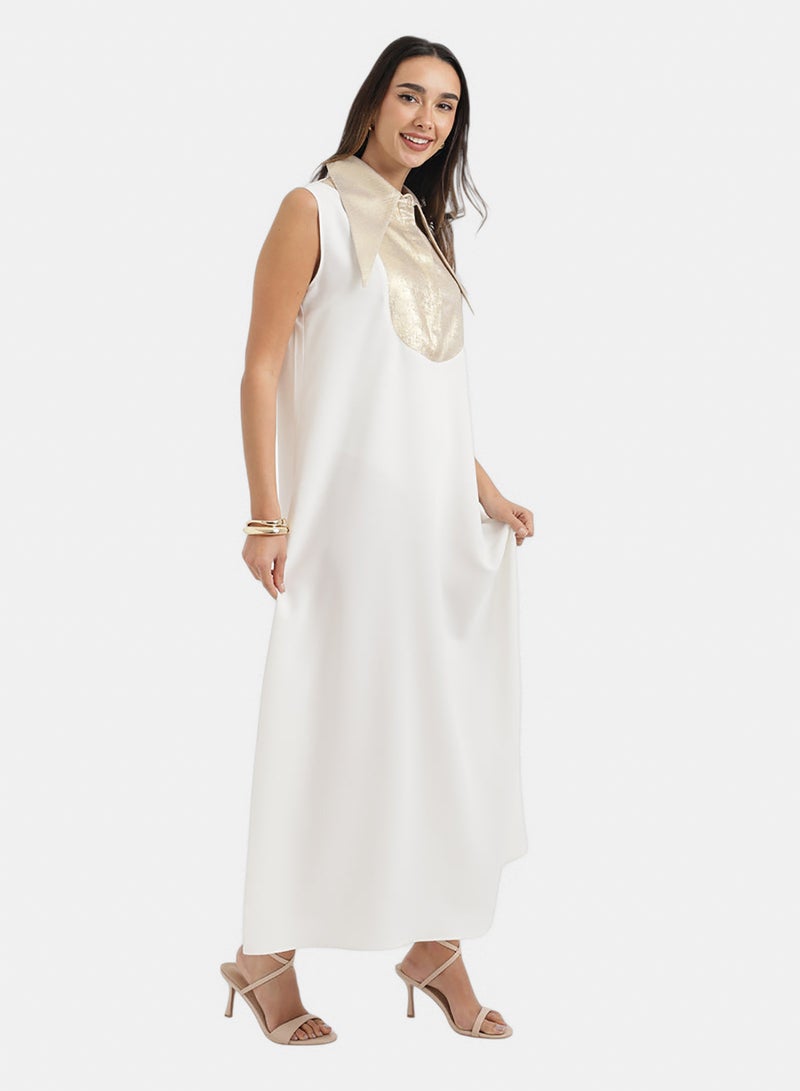 Carina Contrast-Collar Maxi Dress - Image 2