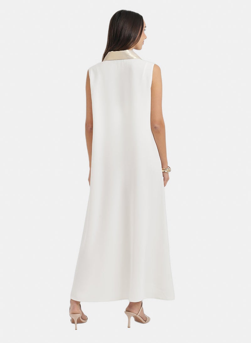 Carina Contrast-Collar Maxi Dress - Image 4