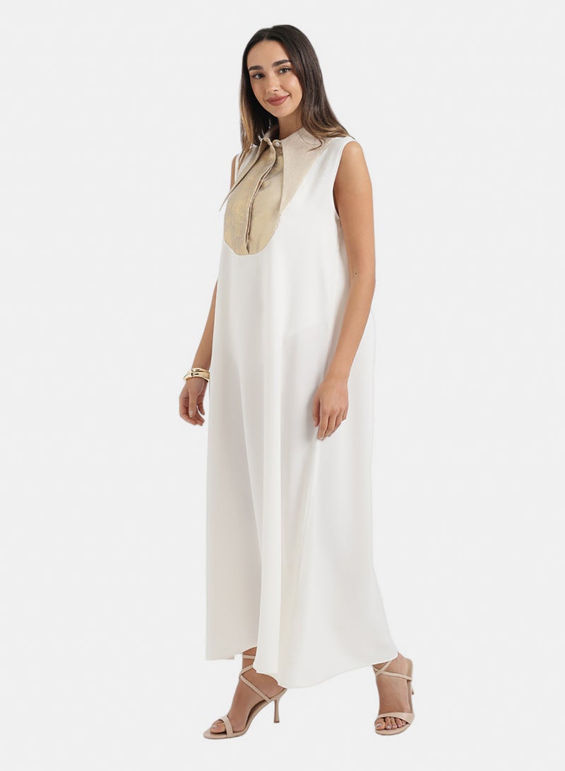 Carina Contrast-Collar Maxi Dress - Image 3