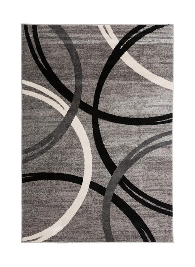 Bukela Modern Wavy Circles Design Area Rug, Retangle Carpet, 160×230 Cm, Gray - Image 2