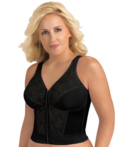 Exquisite Form womens Fully Front Close Longline Lace Posture Bra, Black, 42B US - Image 1