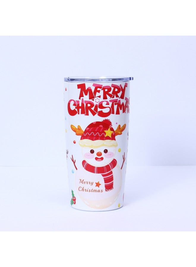 Christmas 20oz Car Cup Double Vacuum Insulation Cold Suction Pipe Cup Ice Cup Support Processing Customization