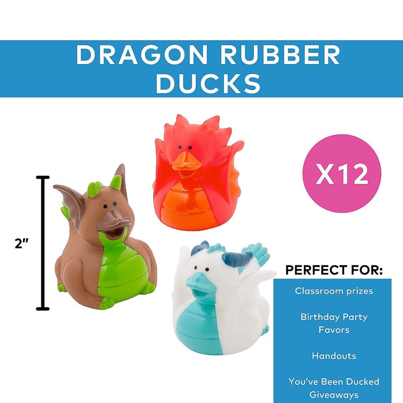Fun Express Dragon Rubber Duckies (Set of 12) Medieval Party Supplies - Image 2