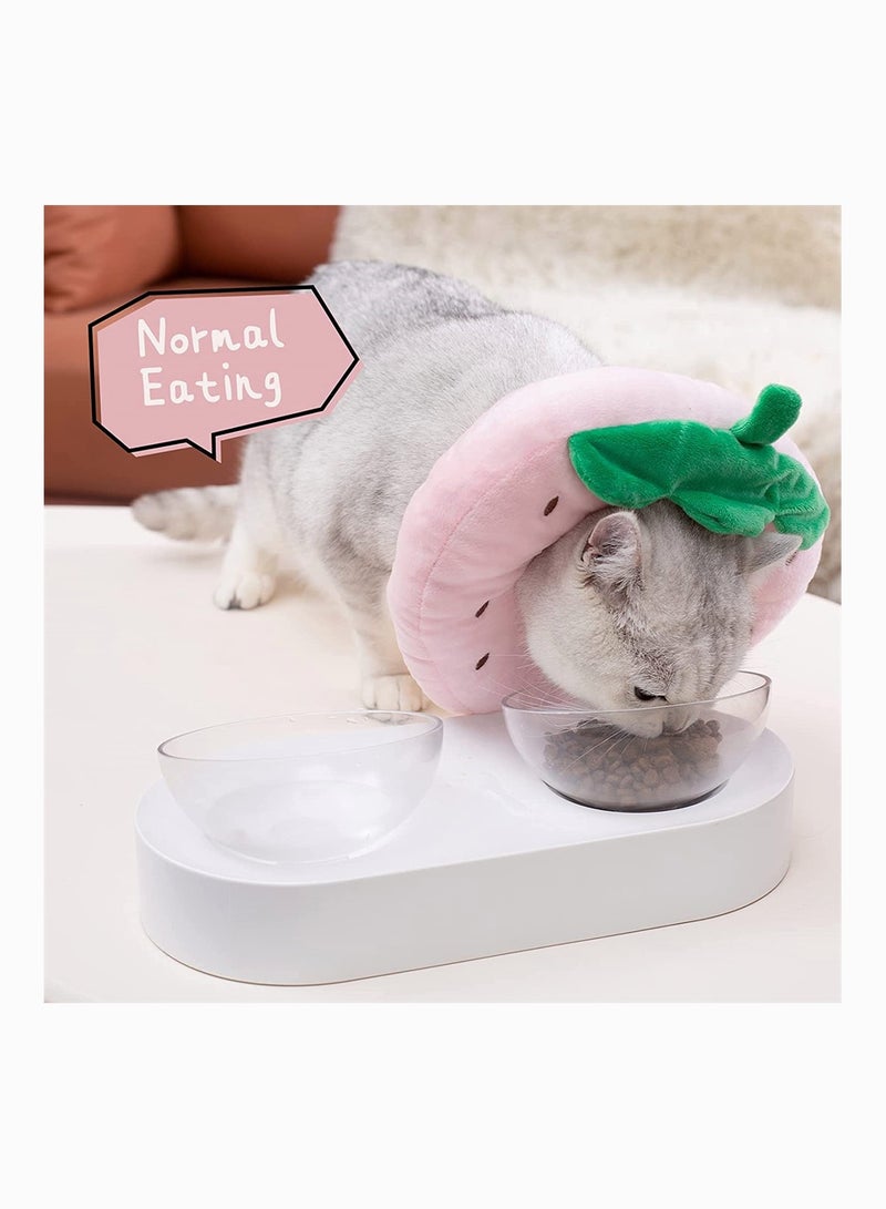 طوق تعافي قطط فراولة ناعم قابل للتعديل ومقاوم للماء للقطط الصغيرة بعد الجراحة، إكسسوار مريح للحيوانات الأليفة - Image 4