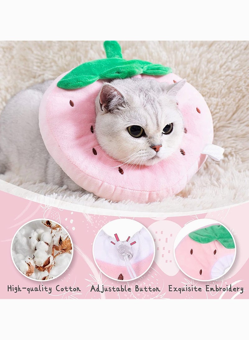طوق تعافي قطط فراولة ناعم قابل للتعديل ومقاوم للماء للقطط الصغيرة بعد الجراحة، إكسسوار مريح للحيوانات الأليفة - Image 3