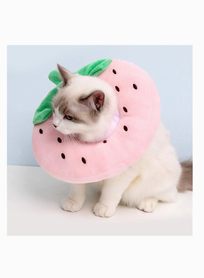 طوق تعافي قطط فراولة ناعم قابل للتعديل ومقاوم للماء للقطط الصغيرة بعد الجراحة، إكسسوار مريح للحيوانات الأليفة - Image 2