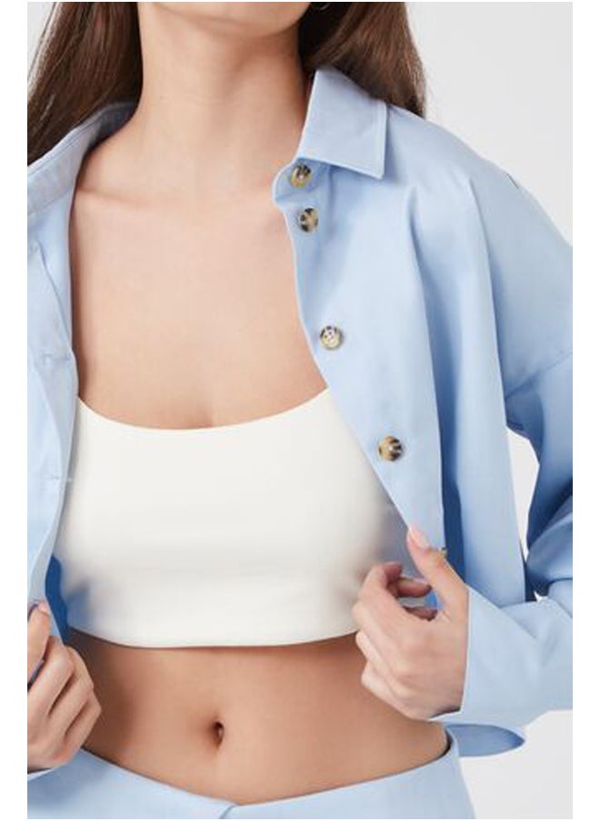 FOREVER 21 Cotton-Blend Cropped Shirt  - Image 4