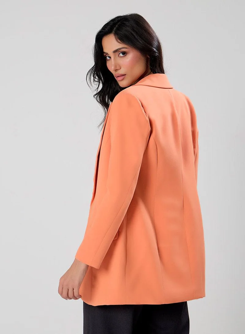 Zigzag  Orange Colour Oversized Formal Blazer for Women | Best Price UAE