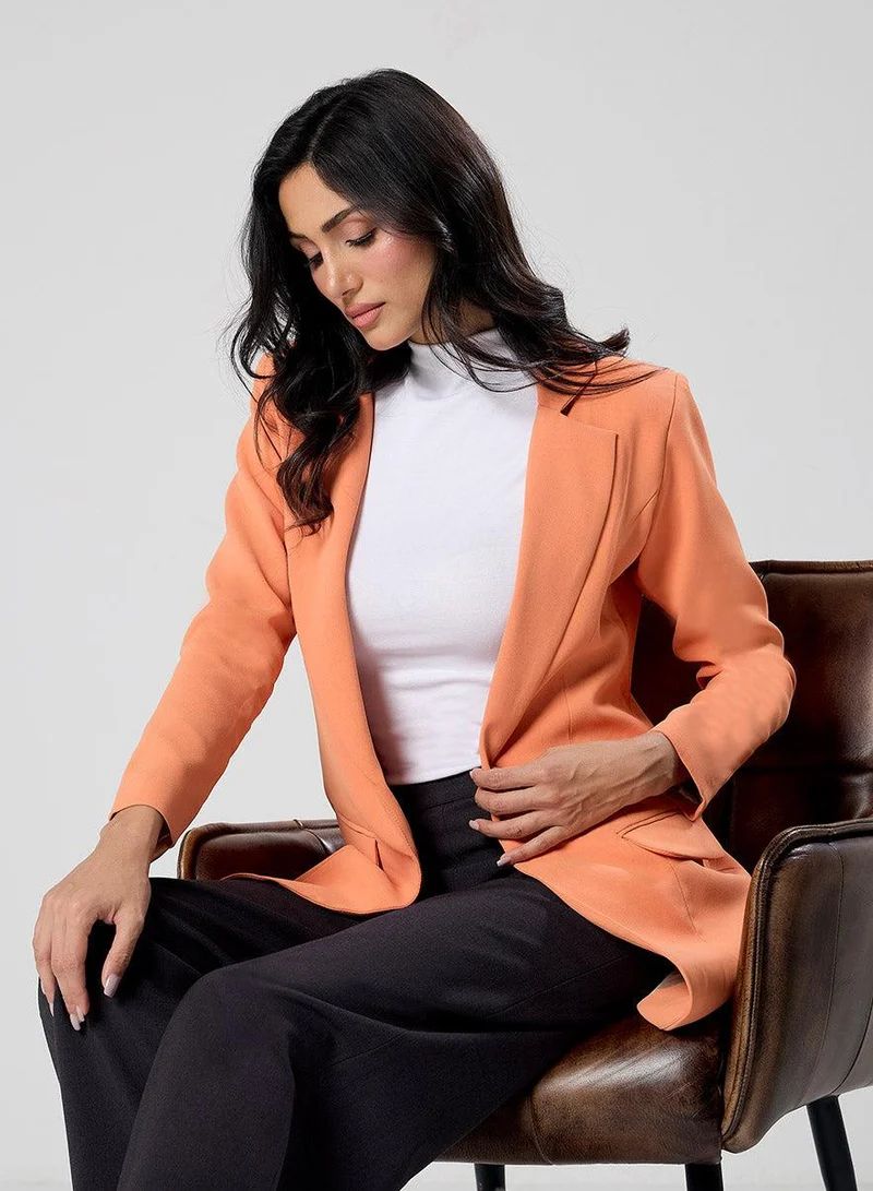 Zigzag  Orange Colour Oversized Formal Blazer for Women | Best Price UAE