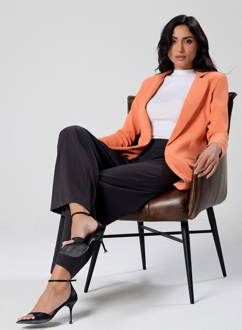 Zigzag  Orange Colour Oversized Formal Blazer for Women | Best Price UAE