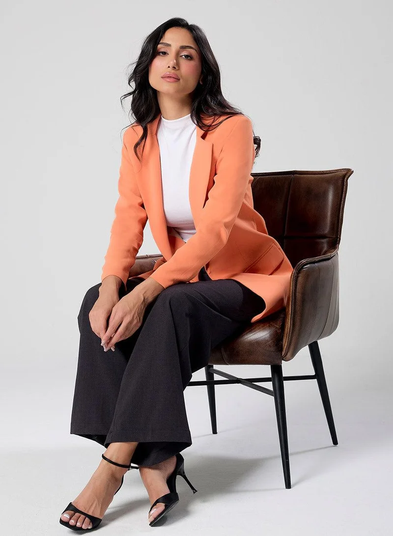 Zigzag  Orange Colour Oversized Formal Blazer for Women | Best Price UAE